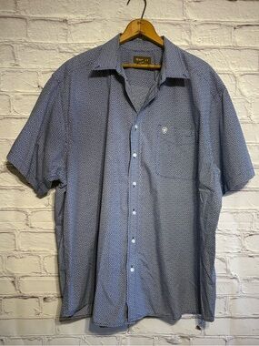 Ariat Light Blue Microprint Short-Sleeve Button-Down Shirt
